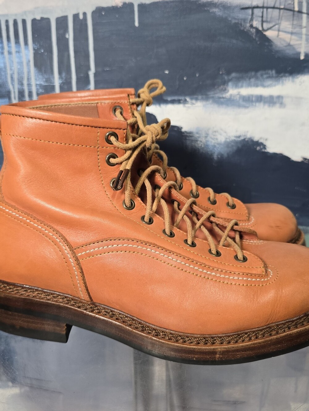 Junkard Company Leather Tan Brown Boots Handwelted US Mens 7